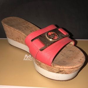 Watermelon Michael Kors Leather Wedges
